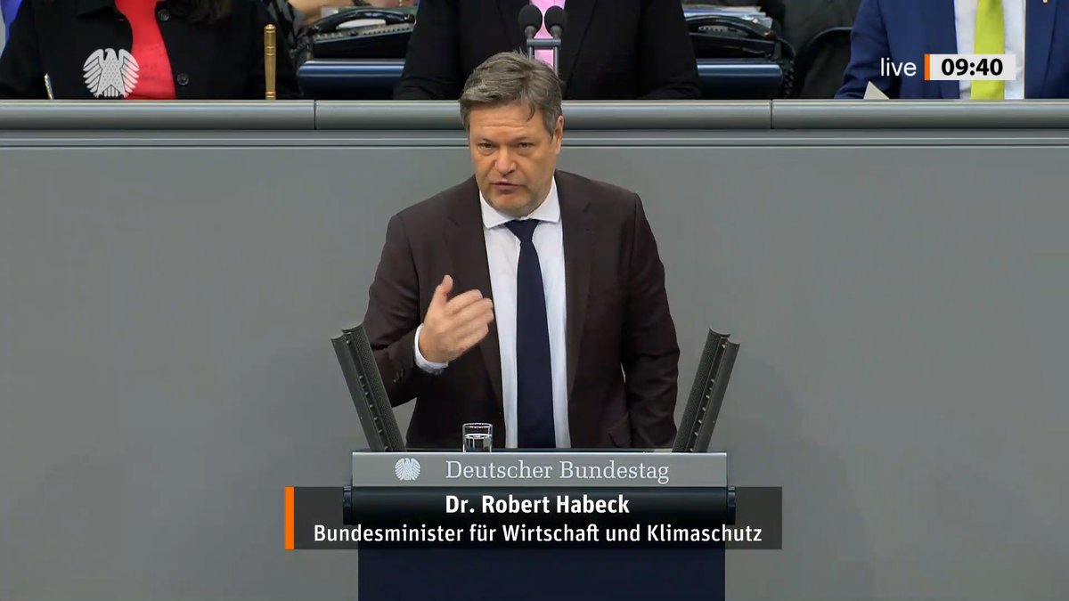 Bundesminister Robert #Habeck heute in der Haushaltsdebatte des Deutschen Bundestags.