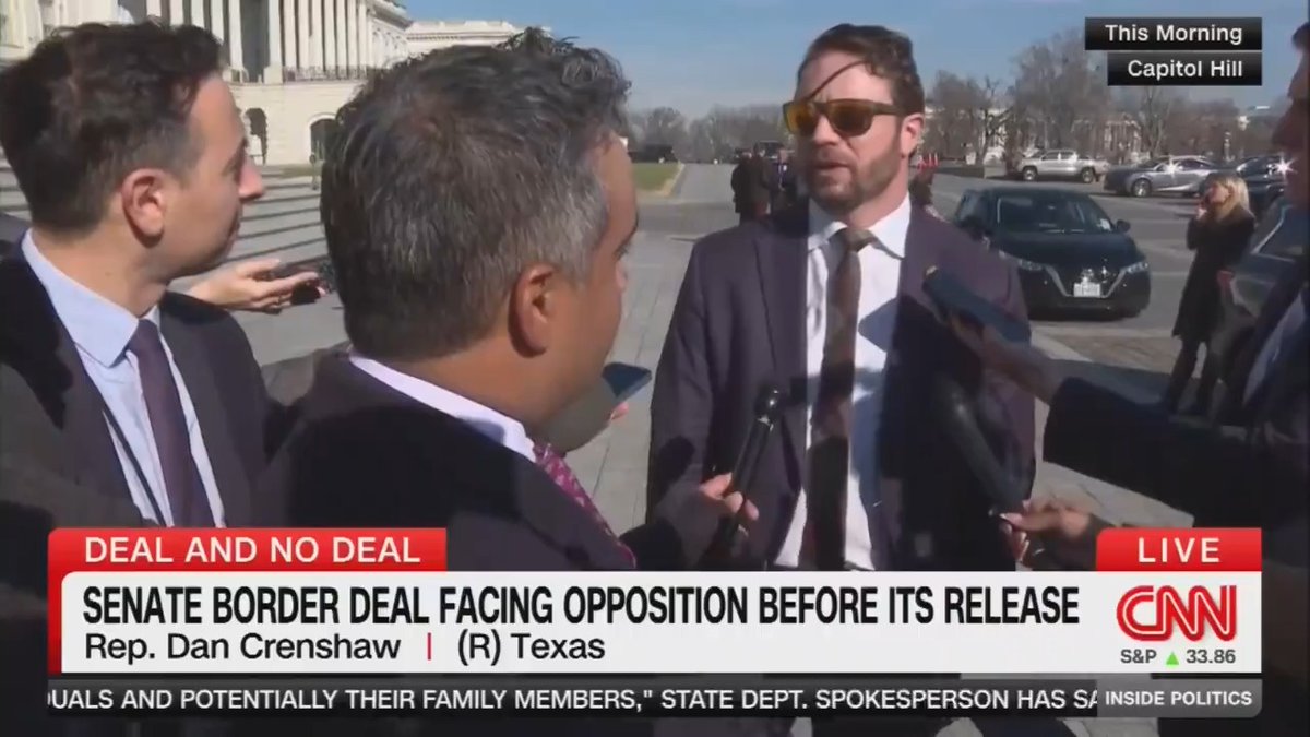 Rep. Dan Crenshaw criticizes Republicans that don’t want to pass the Senate border deal: “If we have a bill that, on net, significantly decreases illegal immigration, and we sabotage that, that is inconsistent with what we told our voters we would do.”