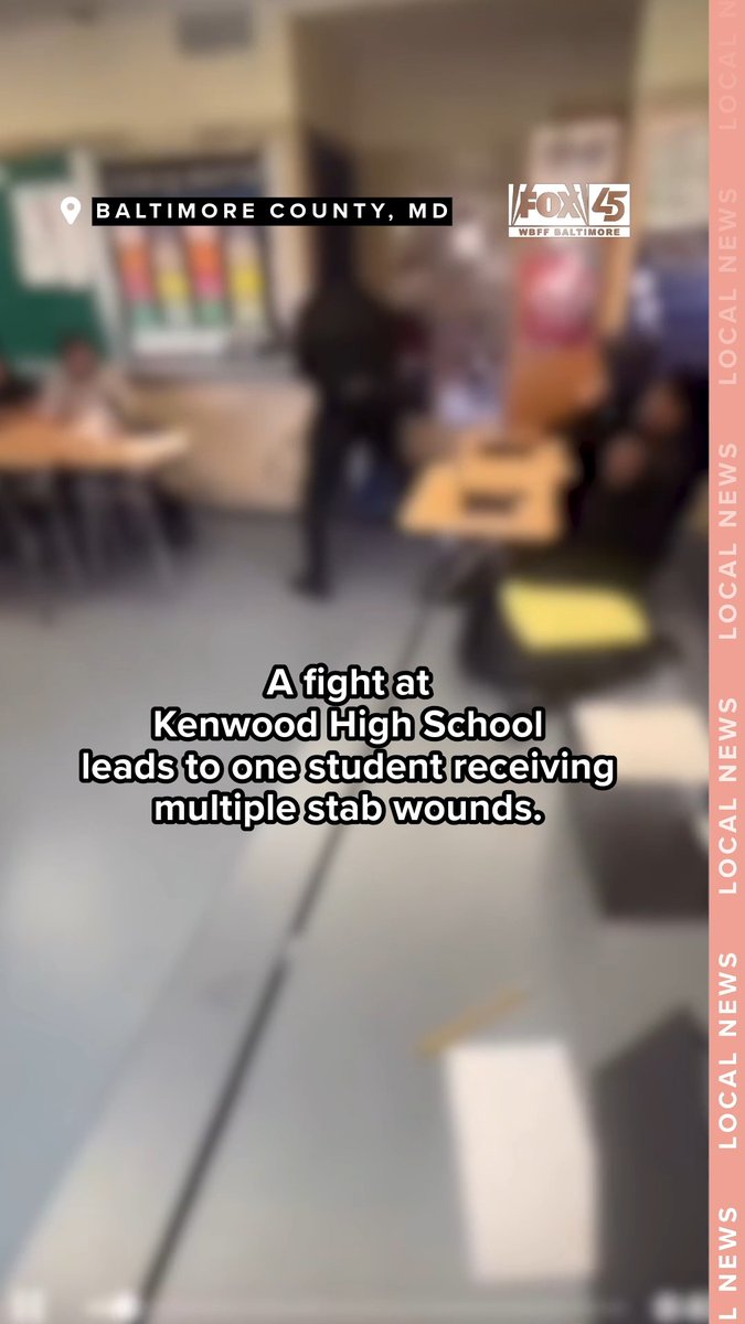 A student was stabbed this afternoon at Kenwood High School in Baltimore County. Students in the classroom caught the fight turned stabbing on camera: