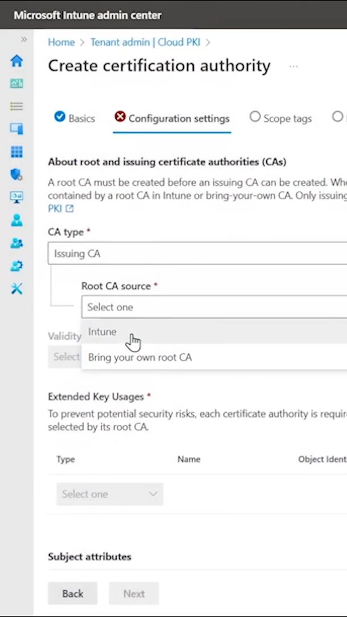 Create a PKI infrastructure in the cloud to issue VPN and Wi-Fi certificates to devices. See how to secure access to on-prem resources using the Microsoft Intune Suite. #IntuneSuite