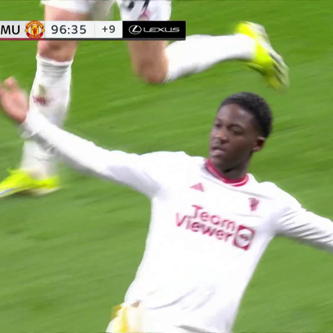 In the 97th minute. Right after conceding a 95th-minute equalizer. 18-year-old Kobbie Mainoo's first Premier League goal was 𝐒𝐏𝐄𝐂𝐈𝐀𝐋 ❤️ (via NBC Sports Soccer)