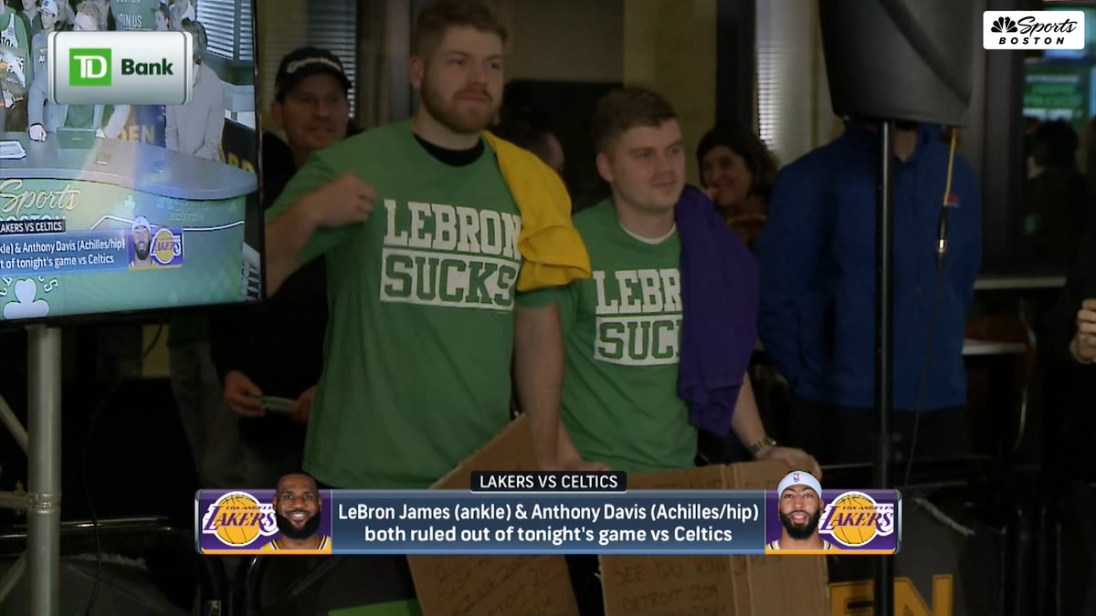2 fans flew from Iceland to see LeBron James and Anthony Davis play in this historic Celtics - Lakers rivalry... and well, they are not happy that both LeBron and AD are sitting tonight vs. the C's 👀 Eddie, Amina, Scal and Drew react