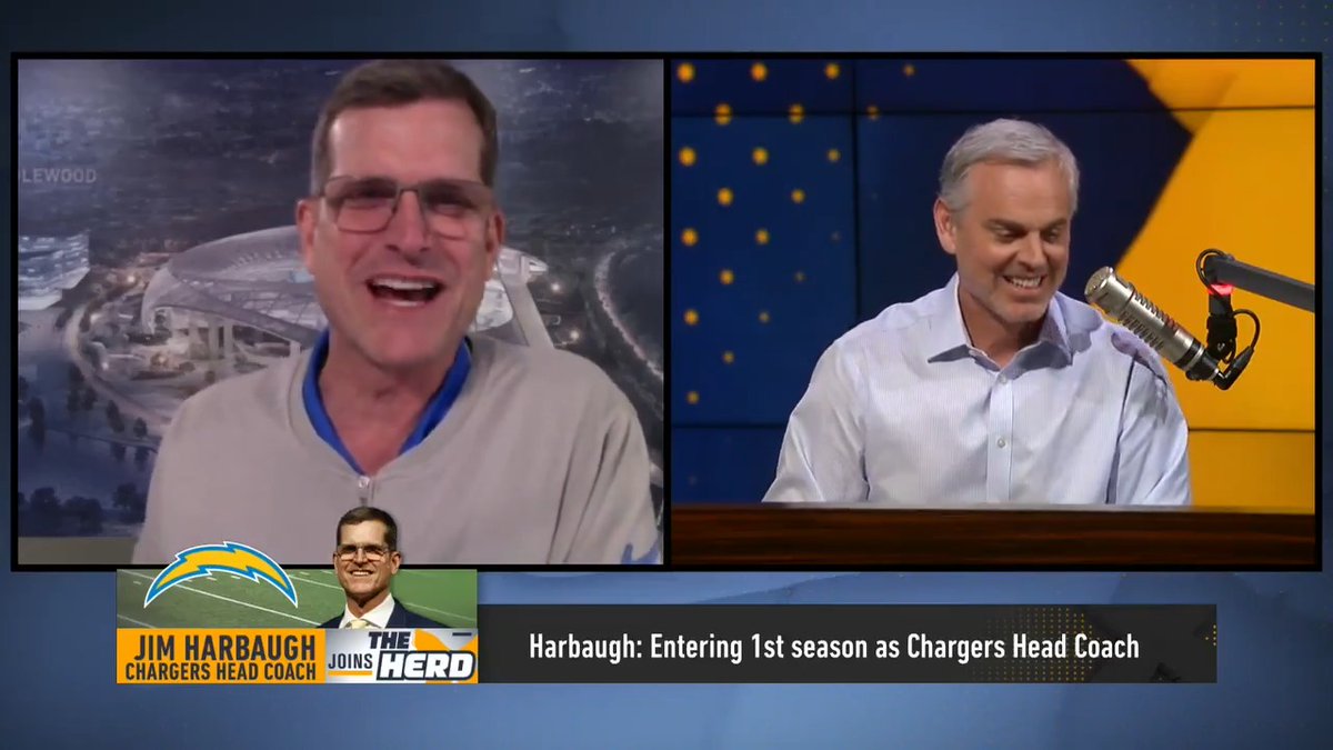 "The infamous 2015 interview... I've been dreaming about this day." 😂 Jim Harbaugh joins @ColinCowherd now