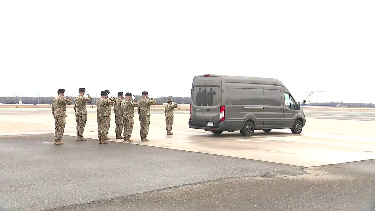 MOMENTS AGO: President Biden attends the dignified transfer for three U.S. service members killed in Jordan