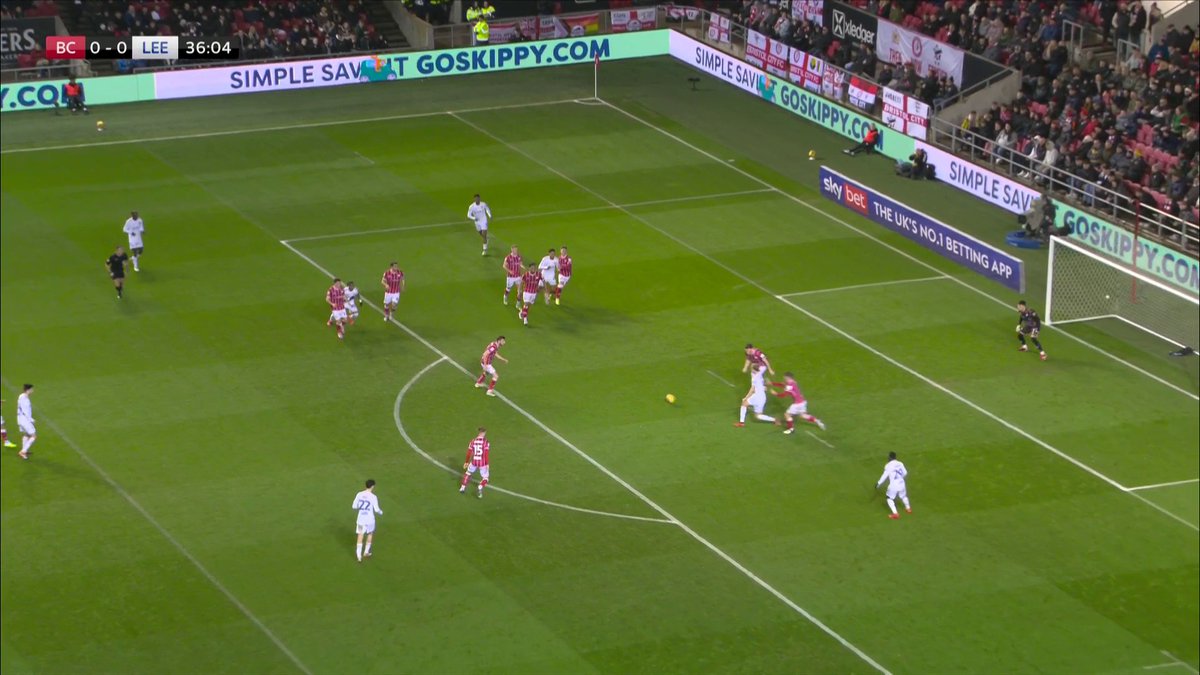 What do we reckon, Leeds fans? 🤔 The visitors weren't awarded a penalty after this challenge on Georginio Rutter 😮