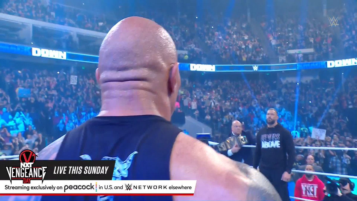 THIS. IS. SURREAL. Dwayne Johnson and Roman Reigns in the same ring on #SmackDown!