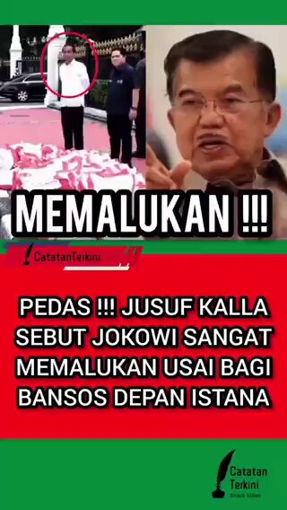 Memalukan! Setuju pak JK. Orang kalo asalnya tdk ngerti manner, adab, ya tdk akan ngerti yg dia lakukan itu memalukan negara besar ini. Masa Presiden, bikin lapak Bansos depan Istana. Parahnya, tdk laku lagi. Rakyat yg lalu lalang, malu utk mampir dan ambil Bansos itu.