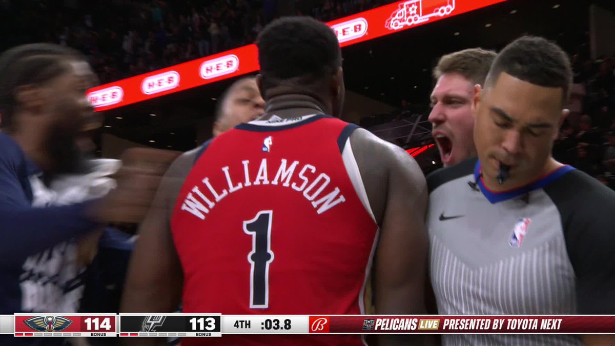 ZION WILLIAMSON WITH 3.8 LEFT ON THE CLOCK