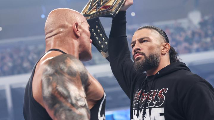 EXCLUSIVE: Moments after #SmackDown goes off the air, Dwayne Johnson and Roman Reigns stare each other down before The Tribal Chief turns his back on The Great One, leaving The Rock to sign off with the WWE Universe. Paul Heyman