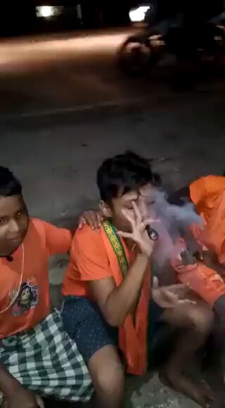 Destroy poor people's homes, throw their vegetable carts down the bridge, force em to take kids off school, kids are enticed to join religious groups, given drugs as you can see, they grow up, joblessness leads them to dance outside mosques with swords &amp; gun #HinduKhatreMeinHai