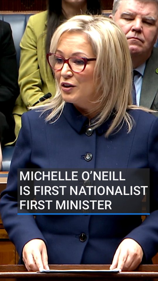 "It does represent a new dawn". Sinn Féin's Michelle O'Neill is the first nationalist First Minister of Northern Ireland as power-sharing is restored at Stormont | Read more: