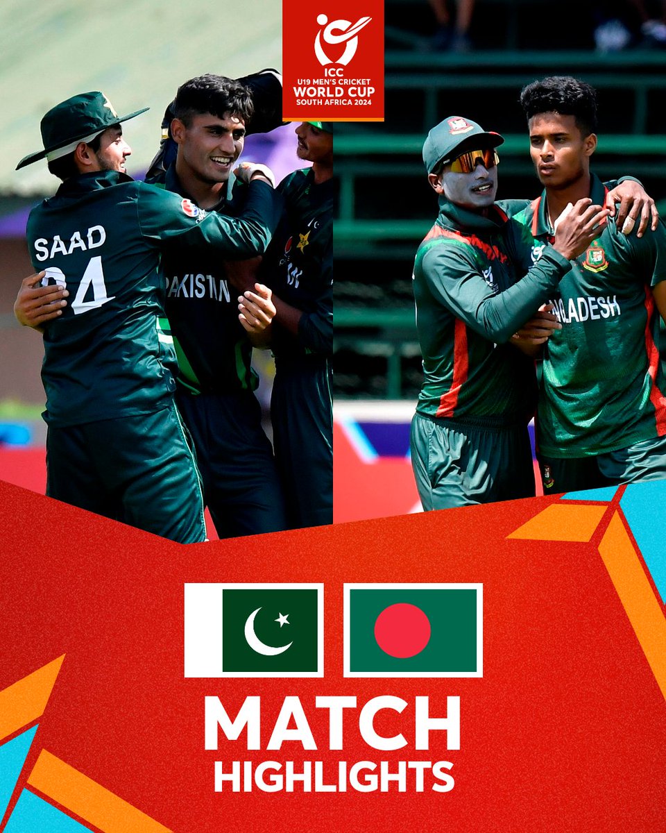WHAT.A.MATCH! A nail-biting five-run victory has sealed Pakistan’s #U19WorldCup 2024 semi-final spot 👏 Match Highlights 🎥