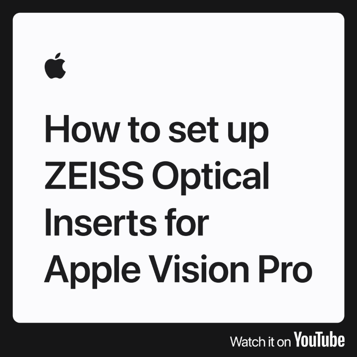 You can add ZEISS Optical Inserts to your Apple Vision Pro if you normally wear glasses. See how to set them up in our video on YouTube: #AppleVisionPro