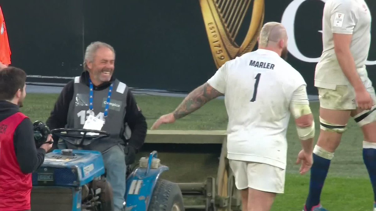 Just a couple guys chatting lawnmowers 😆 What in the world is going on here?! Joe Marler #ITVRugby | #GuinnessSixNations