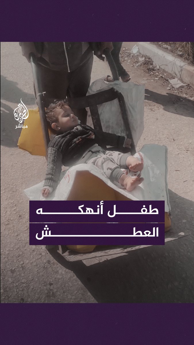 بعد ساعات من الاصطفاف للحصول على المياه.. طفل ينام فوق العبوات البلاستيكية التي يجرها والده في رفح جنوبي #غزة #الجزيرة_مباشر #غزة_لحظة_بلحظة