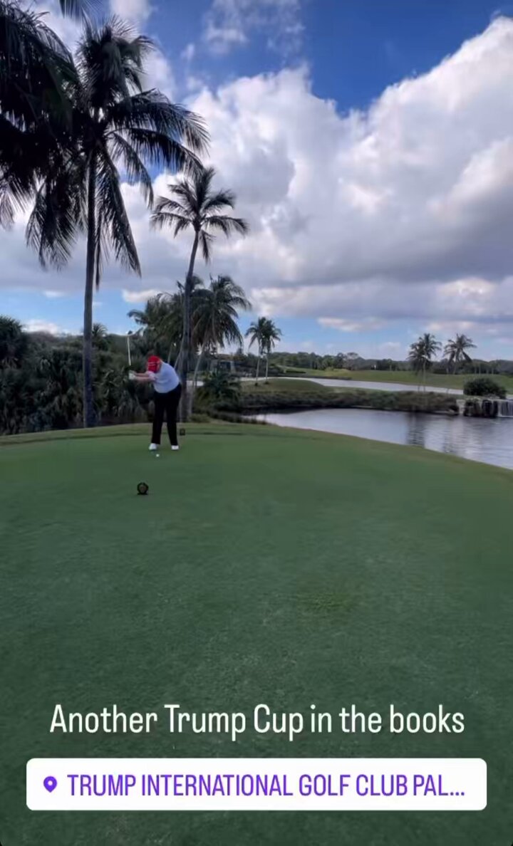 🚨🏆🎯 #WATCH: Former President Donald Trump played in the Trump Cup Member/Guest today and fired a dart to close it out. 👀