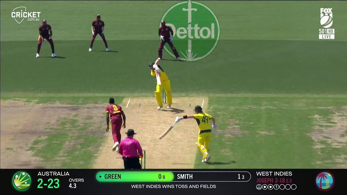444 Cameron Green is looking the goods early on! After a couple of early wickets, Australia are scoring at a good clip. #AUSvWI