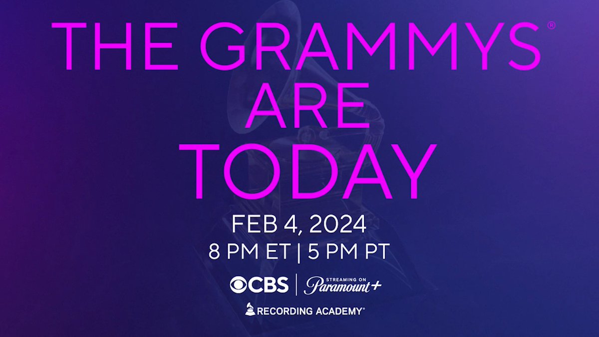 Music's Biggest Night is here! ✨ 🎶 Who will win a GRAMMY? 📲 Tune in on CBS and Paramount+ at 8 PM ET / 5 PM PT to find out, and watch all the performances! #GRAMMYs