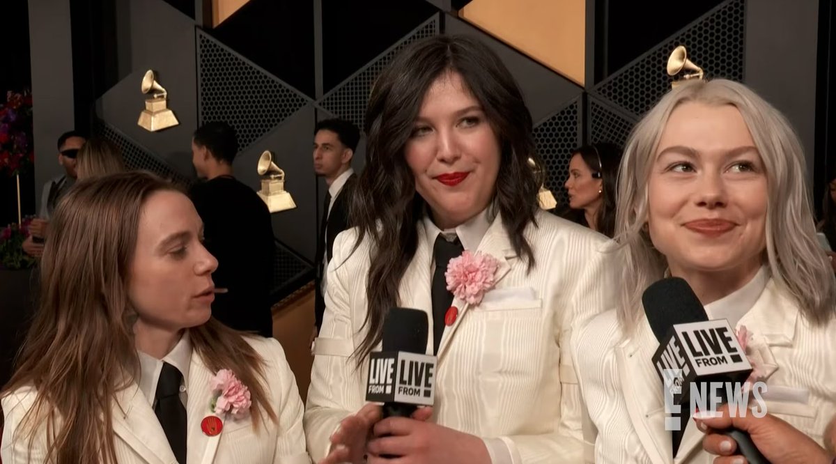Boygenius reveals what it's like to work with Kristen Stewart as a director at the 2024 #GRAMMYs! 🎥