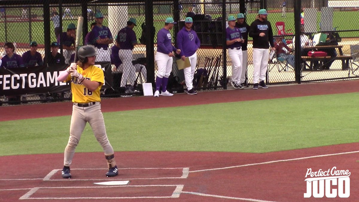 OF Maddox Mueller (Andrew College Baseball) sent this one beyond the LF fence for a solo HR. Easy impact &amp; can lift it w/ authority. #PGJC