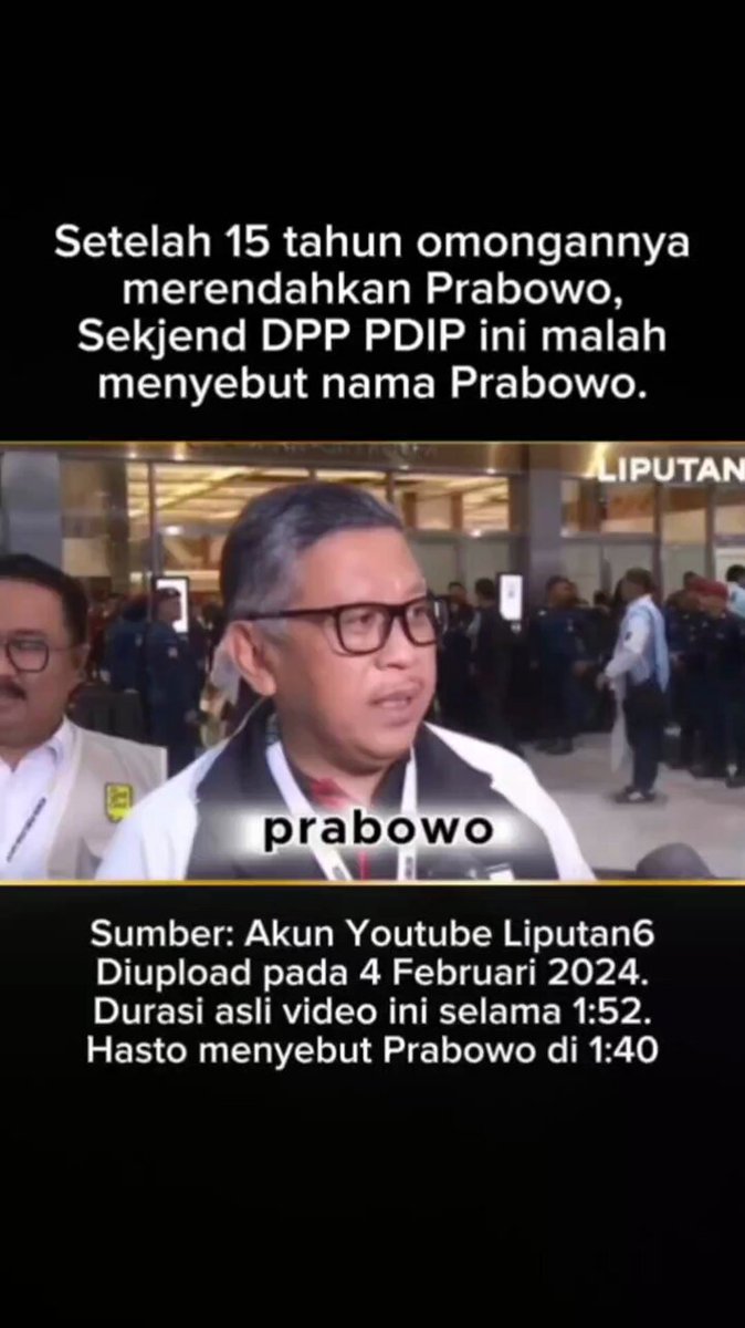 Setelah 15 tahun omongannya merendahkan Prabowo, Sekjend DPP PDIP ini malah menyebut nama Prabowo. #prabowocintadamai #debatcapres2024 Prabowo Subianto Gibran Rakabuming