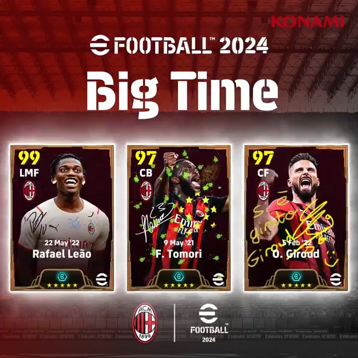 And here are the final products: Your AC Milan Big Time collection! 🇮🇹 ⚡ Rafael Leão 🧱 Fikayo Tomori 💪 Olivier Giroud Which of these 3️⃣ players would walk straight into your starting XI? Let us know in the replies! 💬