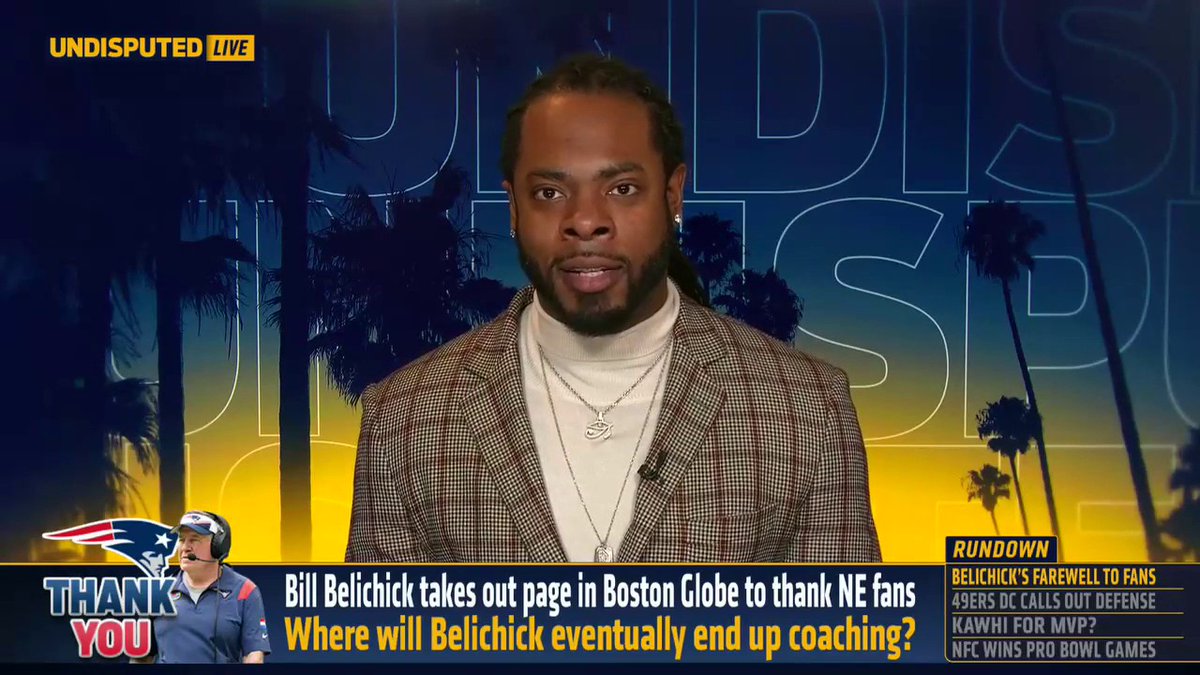 “Bill Belichick did the right thing. He waited and let Jerod Mayo have his shine.” Richard Sherman sees no issue with the former Pats HC thanking NE fans