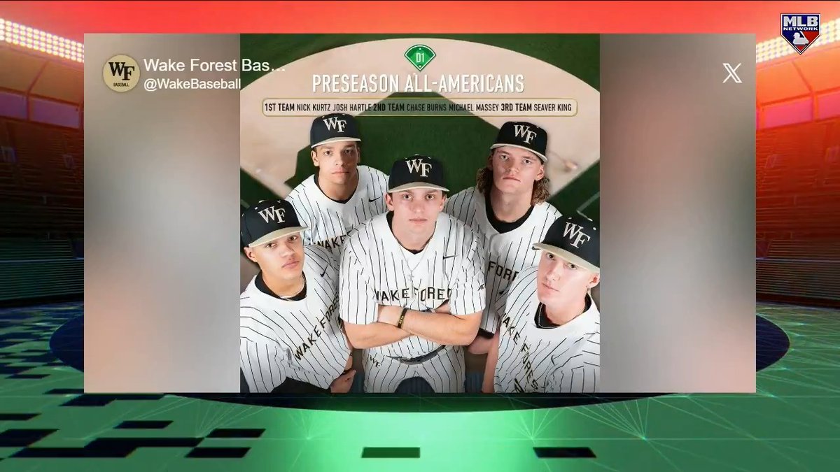.Wake Forest Baseball is the #1 team on Baseball America's Division I college baseball preseason rankings! Head Coach Tom Walter joined #MLBNHotStove to share his excitement for Opening Day in 11 days.