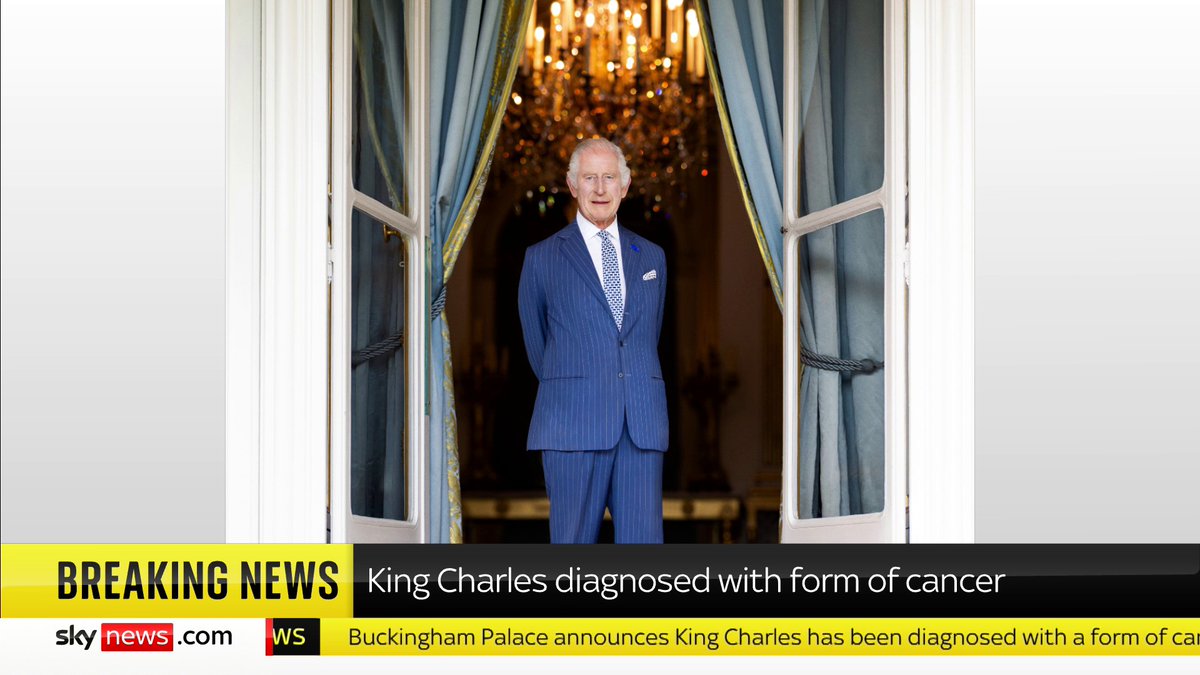 BREAKING: King Charles has been diagnosed with a form of cancer. 📺 Sky 501, Virgin 602, Freeview 233 and YouTube