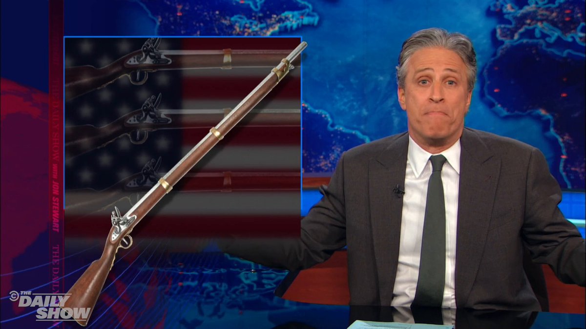 .Jon Stewart questions why America can't seem to address its very real gun problem. #TDSThrowback