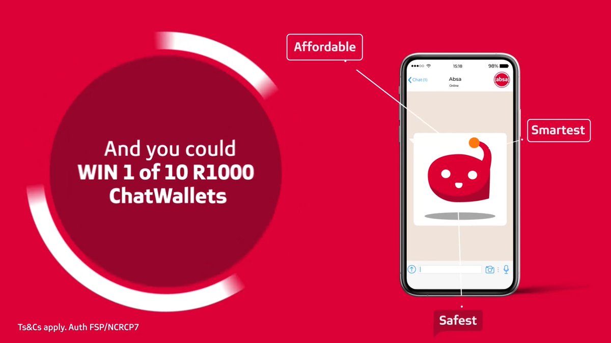 ChatWallet is here! Absa’s new smart and convenient banking solution that allows you to chat and bank through WhatsApp. Sign up for ChatWallet and tell us what you love the most about it. Reply using #WeDoMoreWednesdays and a ❤️ emoji < #MyBankDoesThat