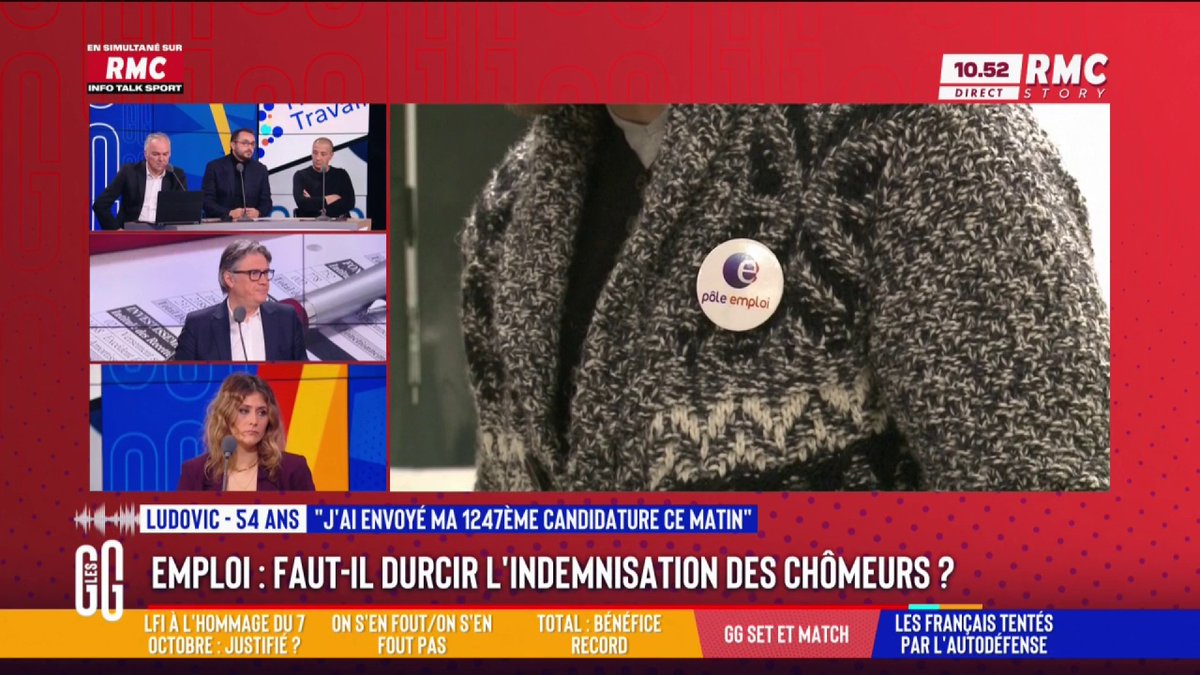 🔎 Faut-il durcir les conditions d'indemnisation pour pousser les chômeurs à aller bosser ? 💬 Ludovic, chômeur "J'ai déposé ce matin, ma 1 247 ème candidature" #GGRMC