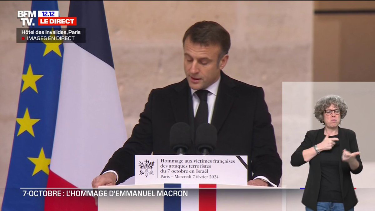💬 "Il était 6h et le Hamas lança par surprise l'attaque massive et odieuse, le plus grand massacre antisémite de notre siècle" Emmanuel Macron rend hommage aux victimes du 7-Octobre