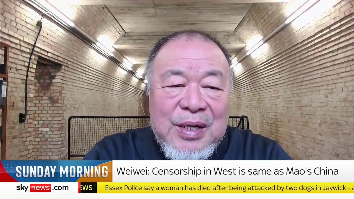 NEW - Chinese dissident artist Ai Weiwei says, "You cannot talk about the truth" nowadays: "I grew up within heavy political censorship in China. Today in the West, you're doing exactly the same."
