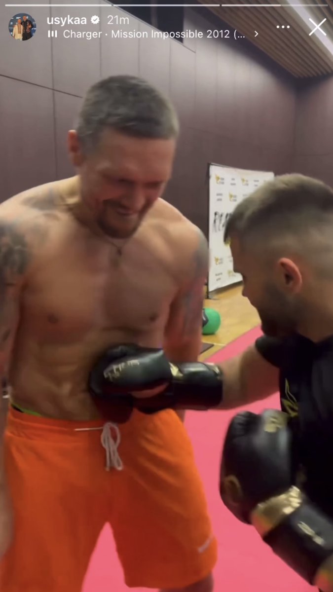 Oleksandr Usyk staying ready in training today, preparing for Tyson Fury's body shots ahead of their undisputed fight on May 18th… [🎥 Oleksandr Usyk]