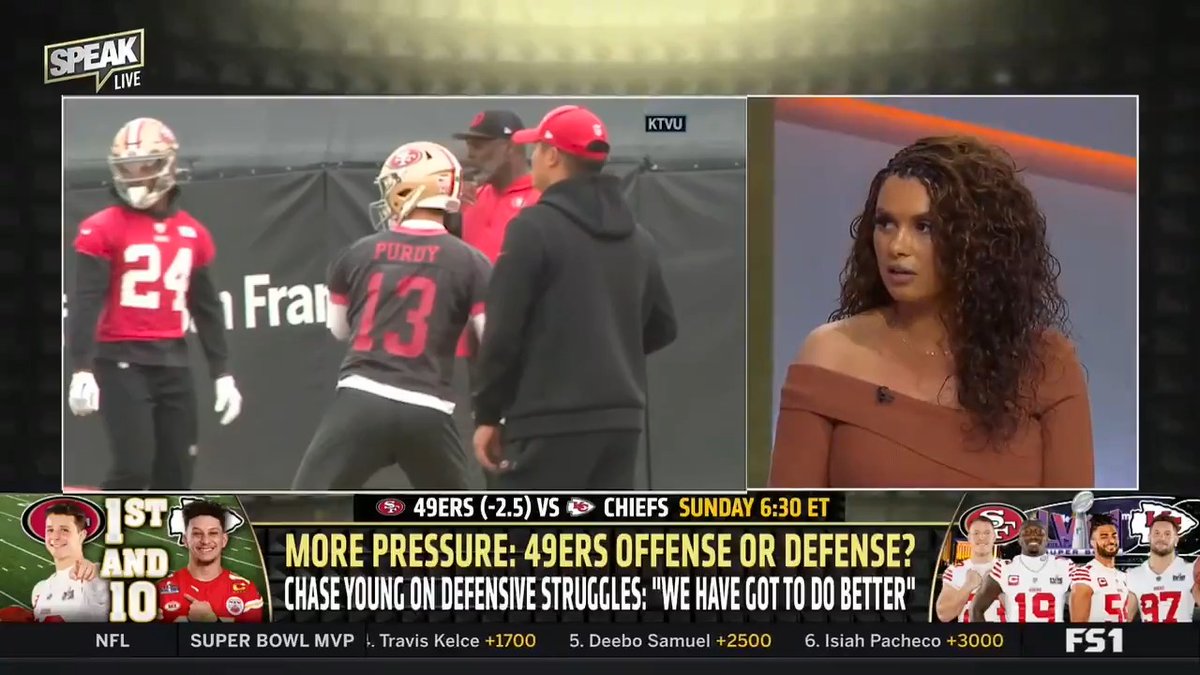 .Joy Taylor believes the 49ers offense should have more pressure than the defense. "Christian McCaffrey, Trent Williams, Deebo, Aiyuk, Kittle, Juszczyk, why are we talking about the defense?"