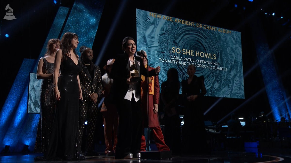 Congrats Best New Age, Ambient, or Chant Album winners - 'So She Howls' Carla Patullo ft. Tonality and The Scorchio Quartet. #GRAMMYs 🎶 Rewatch the 2024 #GRAMMYPremiere Ceremony: