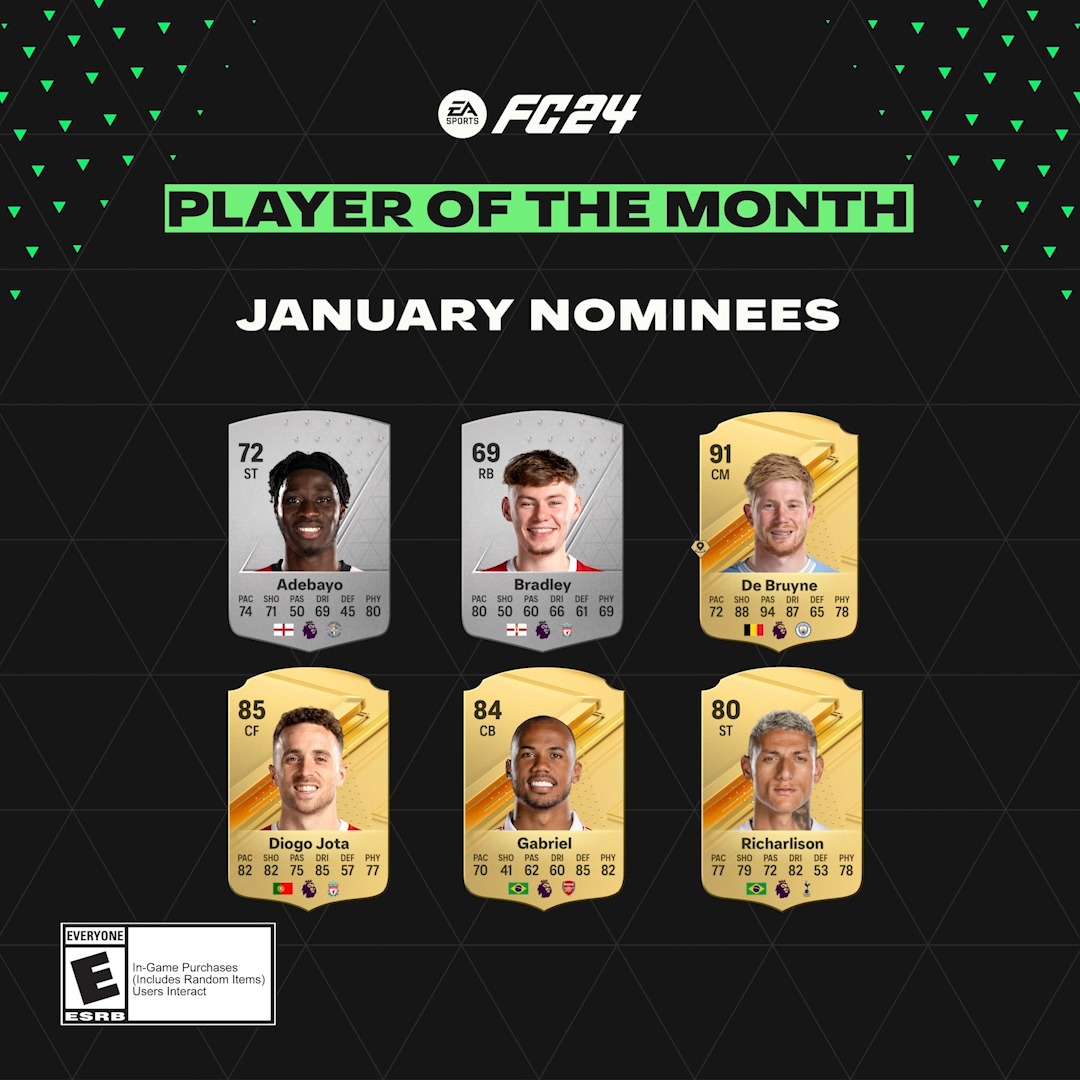 Introducing 2024's first Premier League Player of the Month nominees. Vote for January's winner now: #FC24