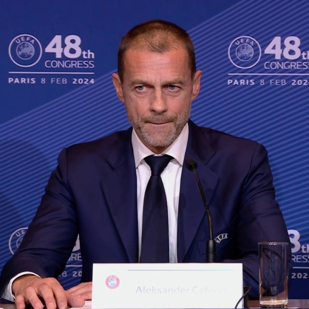 "I see all the men here..." 🤔 Aleksander Ceferin calls for gender equality across the game, after announcing his decision to step down as UEFA president 👇