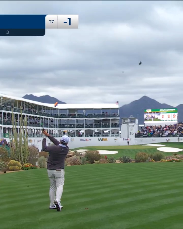 First shot on No. 16 💪 @SunDevilMGolf alum @KevinGolfYu is welcomed with cheers in his tournament debut WM Phoenix Open.