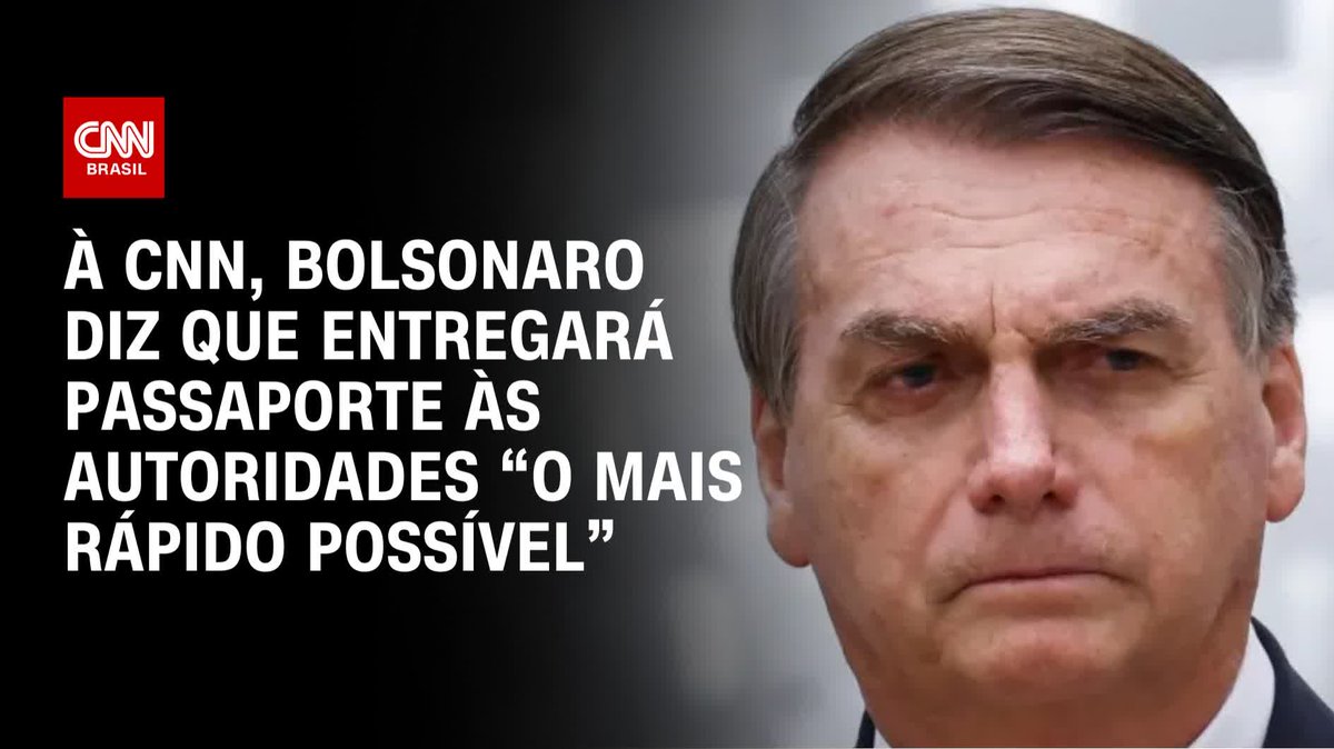 Por Jussara Soares: À CNN, o ex-presidente Jair Bolsonaro (PL) disse que entregará "o mais rápido possível" o seu passaporte, alvo de mandado de apreensão em operação da PF deflagrada no âmbito de uma investigação sobre uma tentativa de golpe de Estado #BrasilMeioDia