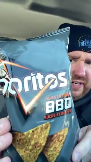 Doritos Sweet &amp; Tangy BBQ taste test in the car.