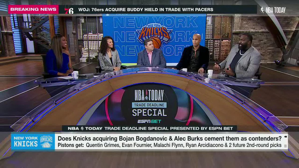 "Right now, they're deeper than the Pacific Ocean and everybody else in the Eastern Conference needs to get life jackets!" -Kendrick Perkins approves of the Knicks trade deadline moves 🔥🔥🔥