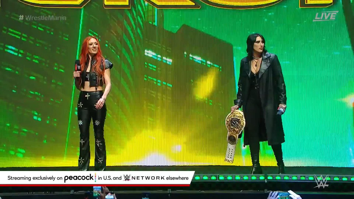 MAMI JUST GOT INTERRUPTED BY THE MAN! 👏👏👏 Rebecca Quin has some things she'd like to say to WWE Women's World Champion RheaRipley_WWE... 😏 #WrestleMania XL Kickoff is LIVE now!