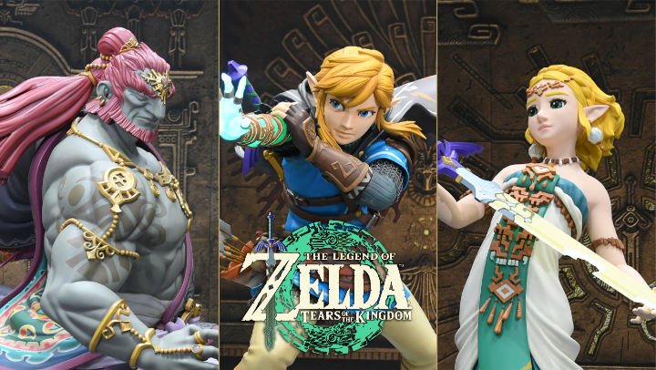 Check out these statues of Link, Zelda, and Ganondorf from The Legend of #Zelda: #TearsOfTheKingdom!