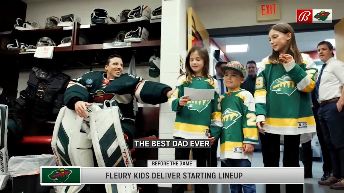 Marc-Andre Fleury's kids read the starting lineup tonight. 🥹