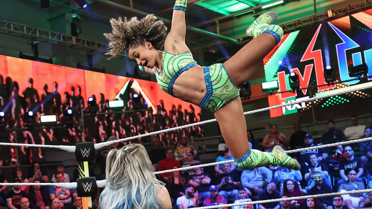 .Kelani Jordan and @StevieTurnerWWE each seek a critical win in a see-saw collision. #NXTLevelUP