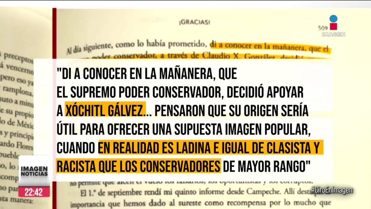 Comenzó a circular "¡Gracias!", el nuevo libro del presidente Andrés Manuel. En el último capítulo del libro, el presidente habla de Xóchitl Gálvez Ruiz y asegura que es "ladina e igual de clasista y racista que los conservadores de mayor rango":