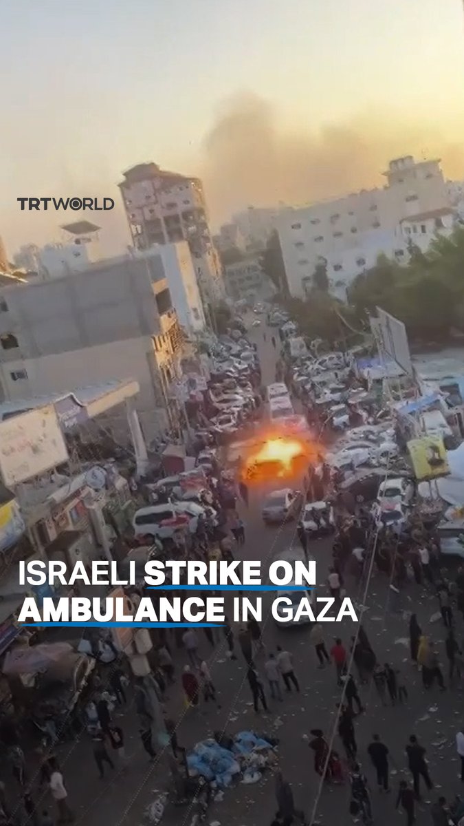 This was the moment an Israeli strike targeted an ambulance carrying injured Palestinians in besieged Gaza on November 3, 2023. The attack on the ambulance in a market crowded with shoppers killed several Palestinian civilians