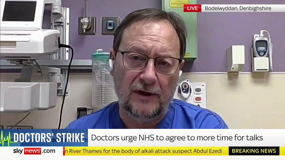 'It isn't right that we've got junior doctors on under £16 an hour, being driven to work abroad,' says Philip Banfield 💙, the Chair of the BMA Council. 'The country just cannot take this anymore,' he adds. 📺 Sky 501 and YouTube